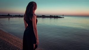 Girls, Model, Black Dress, 4K wallpaper