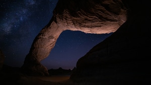 Rocks, Galaxy, Stars, Nature, 4K wallpaper