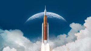 NASA, Space exploration, Space flight, Rocket launch, Moon, Clouds, 4K wallpaper