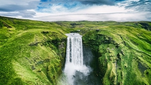 Waterfall, Iceland, Nature, 4K wallpaper