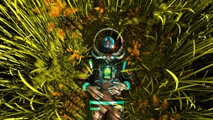 Cyborg, Green Grass, Astronaut, 4K wallpaper