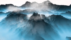 Above clouds, Mountain range, Silhouette, 4K wallpaper