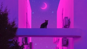 Cat, Synthwave, Neon, Artist, Artwork, Digital Art, 4K wallpaper