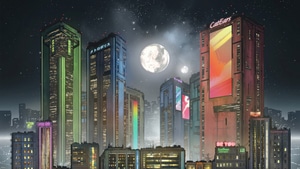 Scifi, Cyberpunk, Cityscape, Moon, Artist, Artwork, Digital Art, Artstation, 4K wallpaper