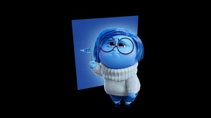 Sadness (Inside Out), Inside Out 2, Black background, AMOLED, 4K wallpaper