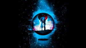 Love couple, Romantic kiss, Sphere, Surreal, Silhouette, Black background, Love heart, 4K wallpaper