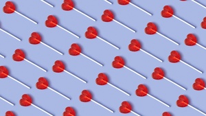 Heart shape, Lollipop, Candies, Red hearts, Pattern, Heart Candies, 4K wallpaper