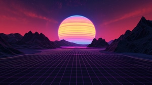 Retrowave, Planet, Artist, Artwork, Digital Art, 4K wallpaper