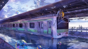 Anime Girl, Anime, Train, Manipulation, Artist, Artwork, Digital Art, 4K wallpaper
