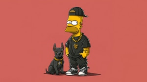 The Simpsons, Artist, Artwork, Digital Art, Skull, Angry, Minimalism, Deviantart, 4K wallpaper
