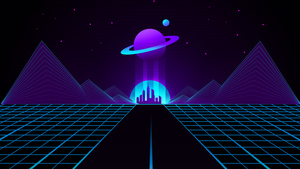 Saturn, Retrowave, Purple aesthetic, Synthwave, Dark aesthetic, 4K wallpaper