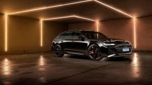 Audi RS 6 Avant performance, 2024, Neon Lights, Brown aesthetic, 4K wallpaper