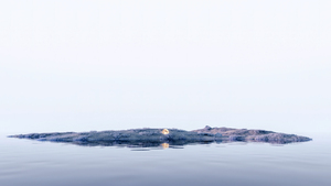 Island, Moon, Body of Water, Digital composition, Aesthetic, 4K wallpaper