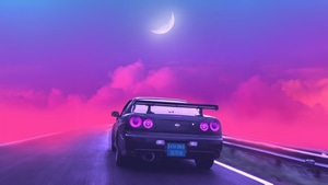 Nissan, Nissan Gtr, Cars, Synthwave, Vaporwave, Artist, Artwork, Digital Art, 4K wallpaper