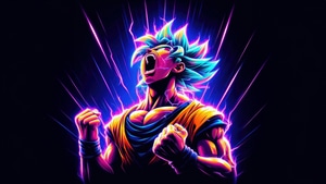 Goku, Anime, Artwork, Artist, Digital Art, Art, Neon, Dark, Deviantart, 4K wallpaper