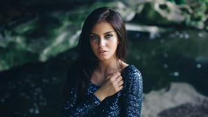 Blue Eyes, Eyes, Girls, Model, Blue Dress, 4K wallpaper