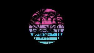 Synthwave, Nostalgic, Palm trees, Black background, AMOLED, 4K wallpaper