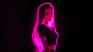 Pink, Neon, Dark, Black, Artist, Artwork, Digital Art, 4K wallpaper