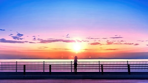 Anime Girl, Anime, Sunset, Sunrise, Artist, Artwork, Digital Art, Pixiv, , 4K wallpaper