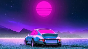 Porsche, Cars, Synthwave, Vaporwave, Artist, Artwork, Digital Art, 4K wallpaper