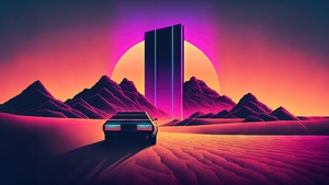 Outrun, Monolith, Futuristic, Cyberpunk, Neon, Synthwave, Colorful, 4K wallpaper