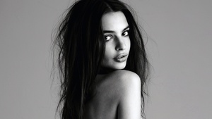 Emily Ratajkowski, Portrait, American model, Black and White, Monochrome, 4K wallpaper