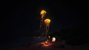 Jellyfish, Manipulation, Dark, Artist, Artwork, Digital Art, 4K wallpaper