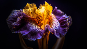 Purple Flower, Dark aesthetic, Dark background, Closeup Photography, Macro, Dew Drops, 4K wallpaper