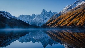 Mountains, Nature, Snow, Reflection, 4K wallpaper