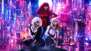 Spider Woman, Gwen Stacy, Black Cat, Superheroes, Artwork, Digital Art, Art, 4K wallpaper