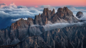 Dolomites, Mountains, Nature, Snow, Trees, Sky, Italy, 4K wallpaper