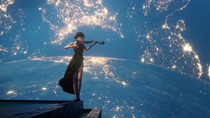 WLOP, Digital Art, Playing violin, Fantasy girl, Surreal, Planet Earth, 4K wallpaper