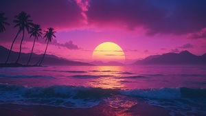 Palm, Trees, Synthwave, Artist, Artwork, Digital Art, 4K wallpaper