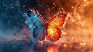 Butterfly, Fire, Ice, Artist, Artwork, Digital Art, 4K wallpaper