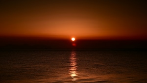 Sunset, Evening, Sun, Ocean, Nature, 4K wallpaper