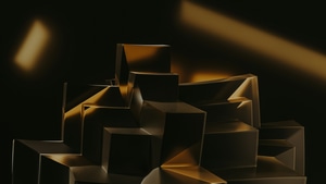 Abstract, Gold, Cubes, Artist, Artwork, Digital Art, 4K wallpaper