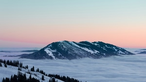 Mountains, Snow, Clouds, Nature, 4K wallpaper