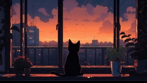 Cat, Lofi, Artist, Artwork, Digital Art, 4K wallpaper