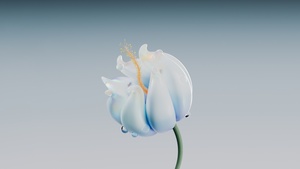 Blue flower, Digital illustration, Digital flower, Blue aesthetic, 4K wallpaper