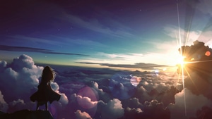 Anime Girl, Anime, Clouds, Artist, Artwork, Digital Art, 4K wallpaper