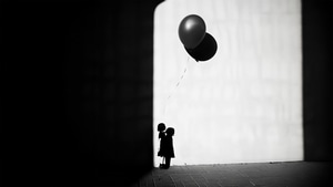 Balloon, Artist, Artwork, Digital Art, Monochrome, Black And White, 4K wallpaper