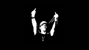 Eminem, Minimalist, Black and White, Live concert, Black background, AMOLED, American rapper, 4K wallpaper