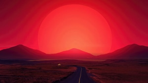 Evening, Sunset, Road, Artist, Artwork, Digital Art, 4K wallpaper