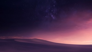 Desert, Night sky, Sand Dunes, Dreamy, Landscape, 4K wallpaper