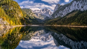 Autumn, Mountains, Lake, Reflection, Sky, Scenery, Nature, 4K wallpaper