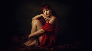 Red Dress, Girls, Model, 4K wallpaper