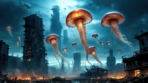Jellyfish, Scifi, Animals, Ai, Artist, Artwork, Digital Art, Deviantart, Manipulation, 4K wallpaper