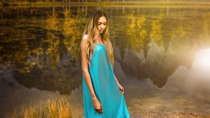 Dress, Outdoor, Girls, Model, Lake, 4K wallpaper