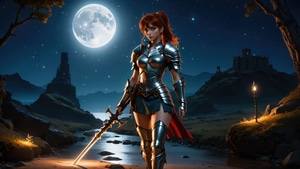 Knight, Ai Girls, Ai, Sword, Artist, Artwork, Digital Art, Deviantart, , 4K wallpaper