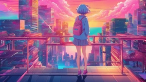 Anime Girl, Anime, Vaporwave, Artist, Artwork, Digital Art, Deviantart, 4K wallpaper